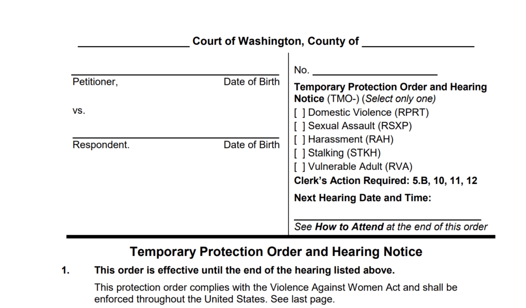 Domestic Violence Protection Order (DVPO) in Washington | LegalAtoms